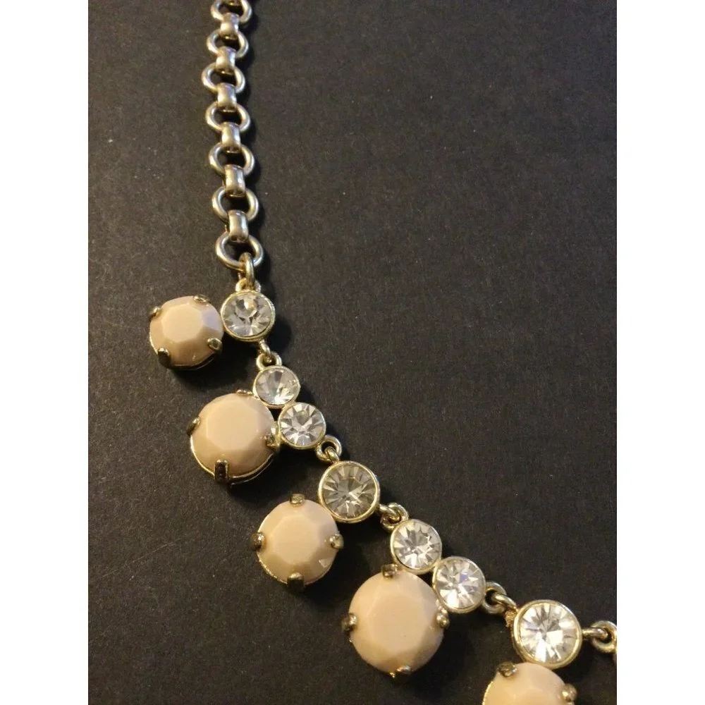 J. Crew Women's Multi Stone Drop Necklace Rhinestone Gold Tone Chain Adjustable
